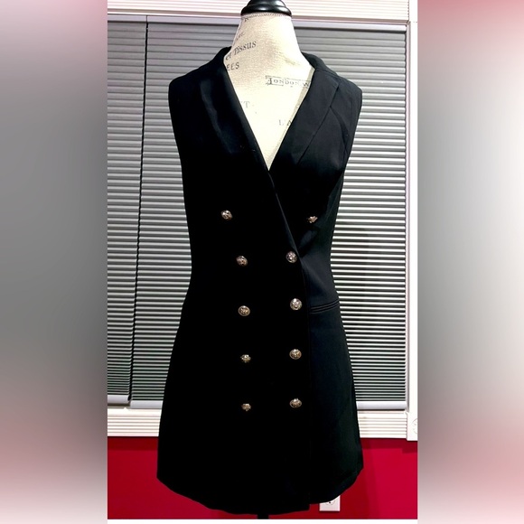 NWT Bebe Cross-back Vest dress jet black size Medium - Picture 1 of 7